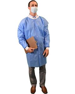 Keystone SMS lab coat, no pockets, knit wrists, snap front, single collar