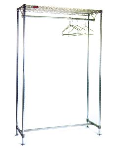Cleanroom Gowning Rack with Wire Shelving Components - Hanger Tube