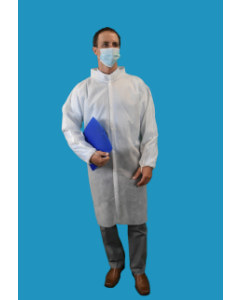 Keystone SMS White Frock,  no pocket, elastic wrist & mandarin collar