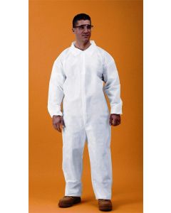 Keystone Polypropylene Coverall, elastic wrist and ankles, zipper front, white
