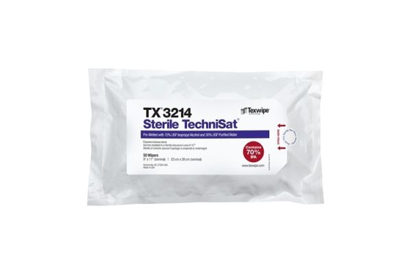 TX3214 Texwipe Sterile TechniSat 9"x11" Cleanroom Wipers 70% IPA