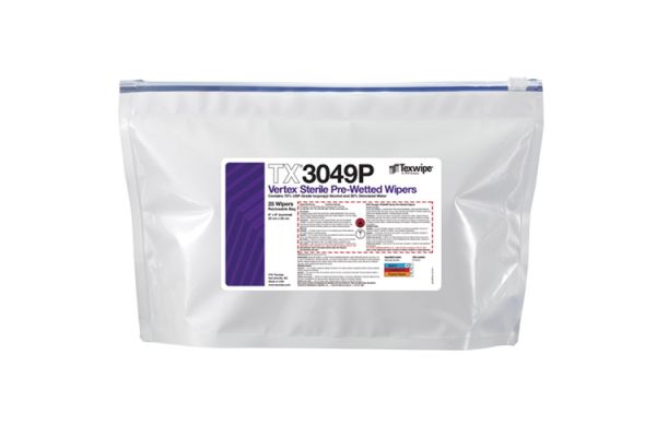 TX3049P Texwipe Sterile Vertex 9"x9" Cleanroom Wipers 70% IPA