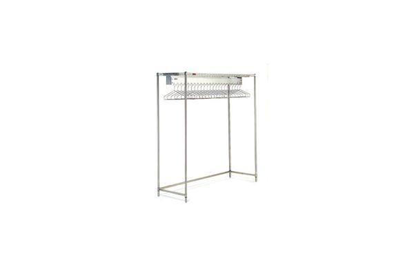 Cleanroom Gowning Rack with Wire Shelving Components - Hanger Slots
