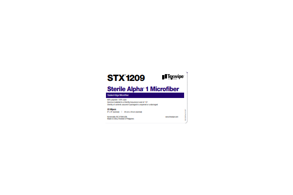 STX1209 Texwipe Sterile Alpha 1 Microfiber 9" x 9" wiper, Polyester/Nylon
